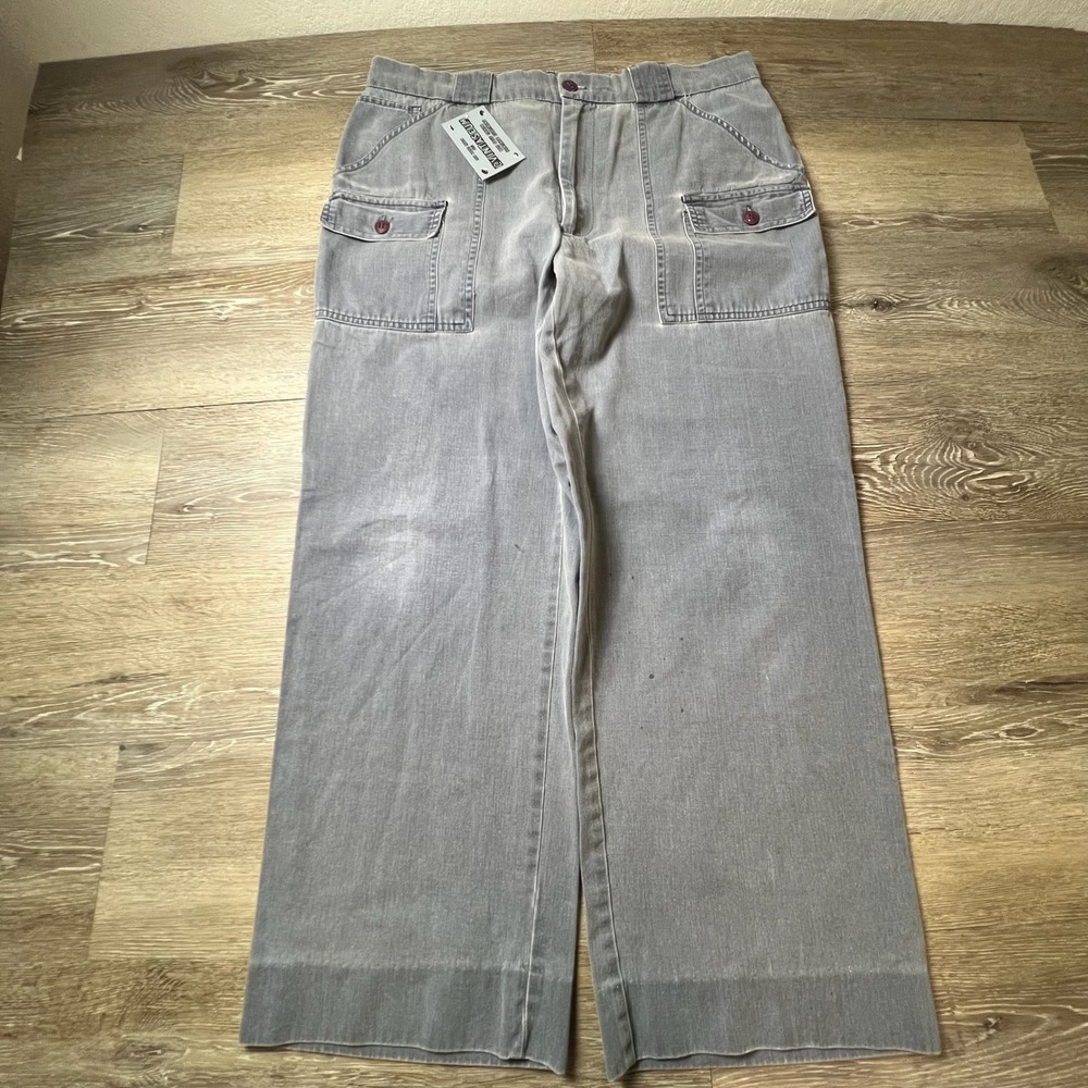 Sierra Trading Post Cargo Pants Mens 34 Grey Wide Leg Vintage Utility Cotton